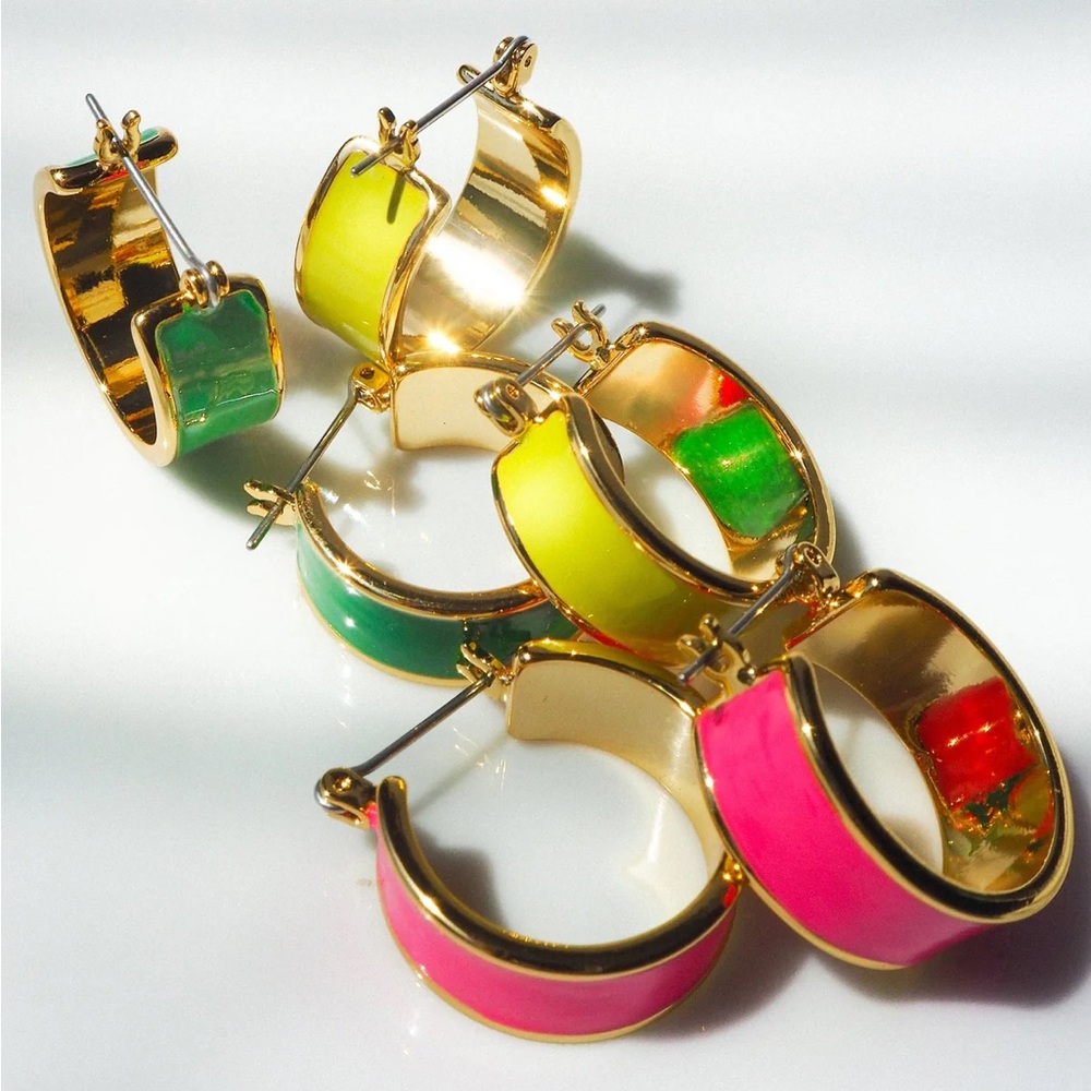 LUV AJ Positano Hoops - Emerald Green - Gold